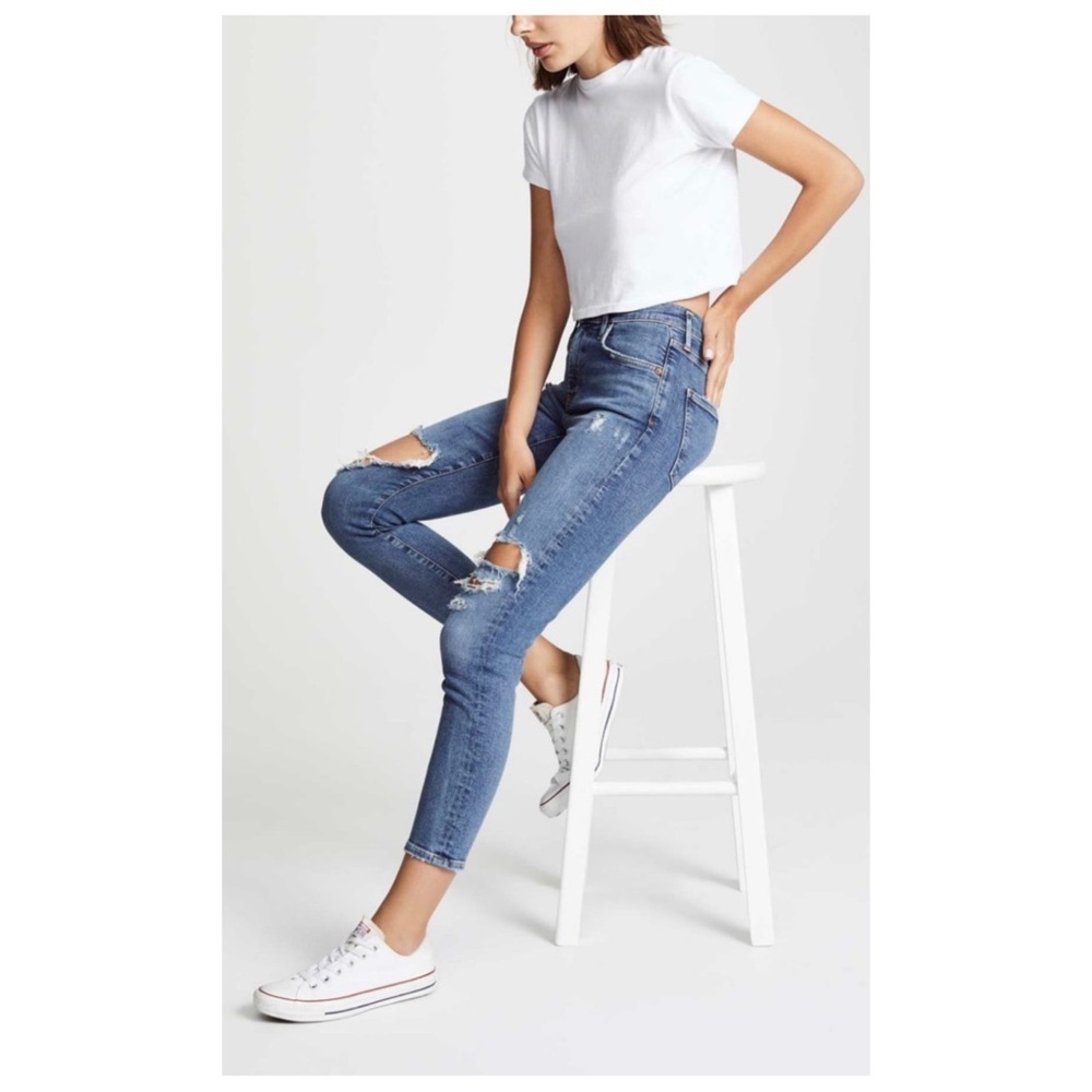Agolde Women’s Sz 27 Sophie High Rise Jeans Distressed Cropped Denim